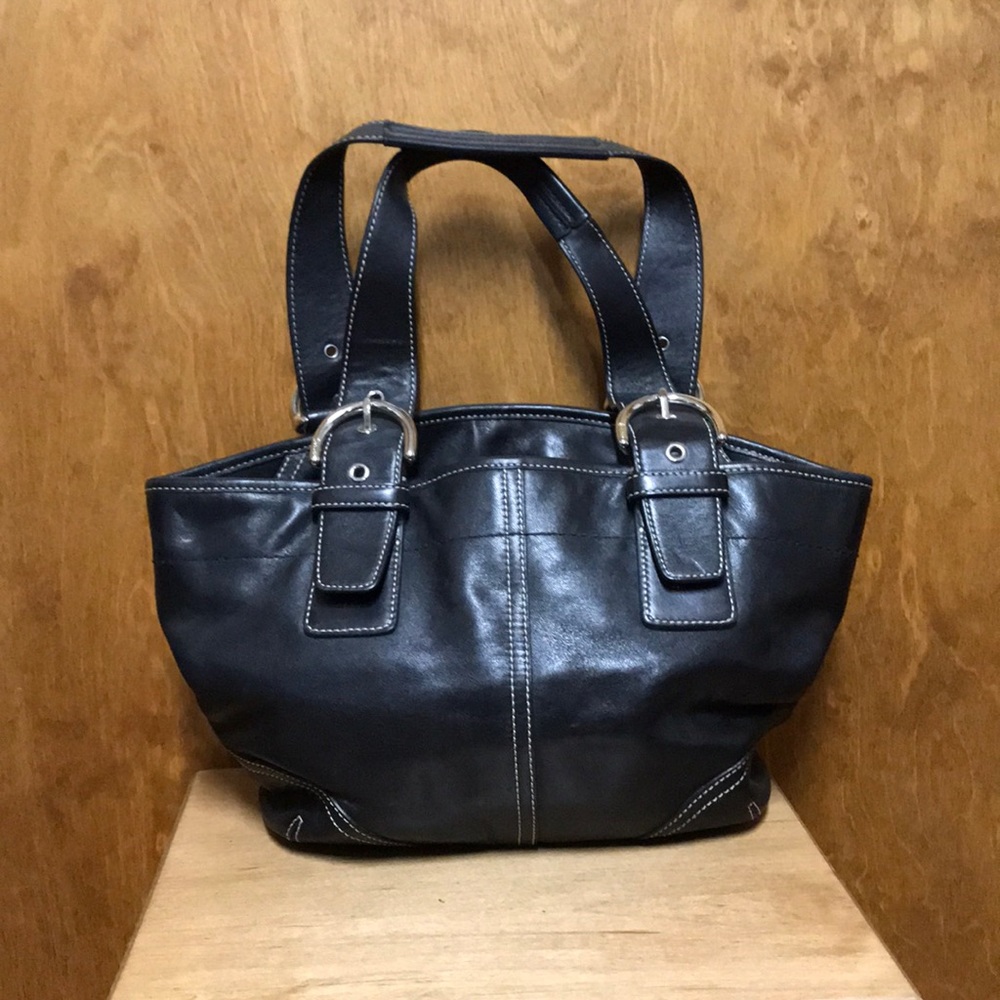 Black soft leather Coach bag